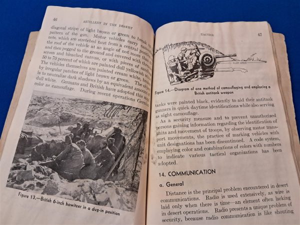 1942-dated-restricted-manual-artillery-in-the-desert-with-photos-of-german-british-italian-weapon-systems-scarce-book-well-used-condition