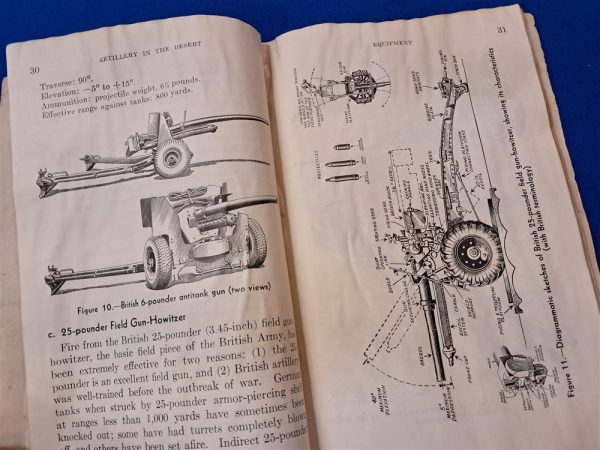 1942-dated-restricted-manual-artillery-in-the-desert-with-photos-of-german-british-italian-weapon-systems-scarce-book-well-used-condition