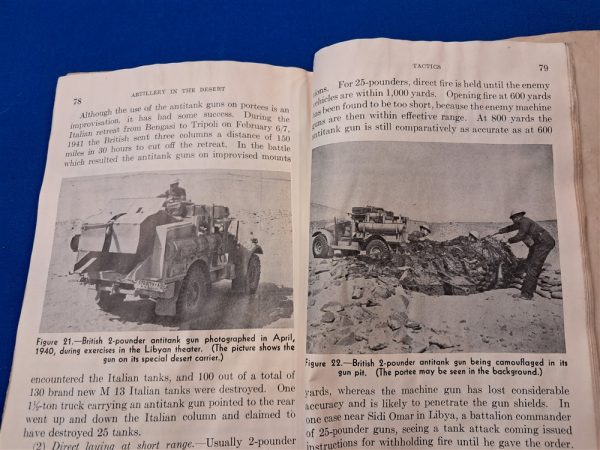 1942-dated-restricted-manual-artillery-in-the-desert-with-photos-of-german-british-italian-weapon-systems-scarce-book-well-used-condition