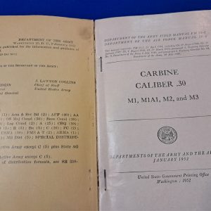 korean-war-dated-manaul-for-the-m-1-carbine-m2-m3-field-manual-23-7-1952-dated-thick-387-pages