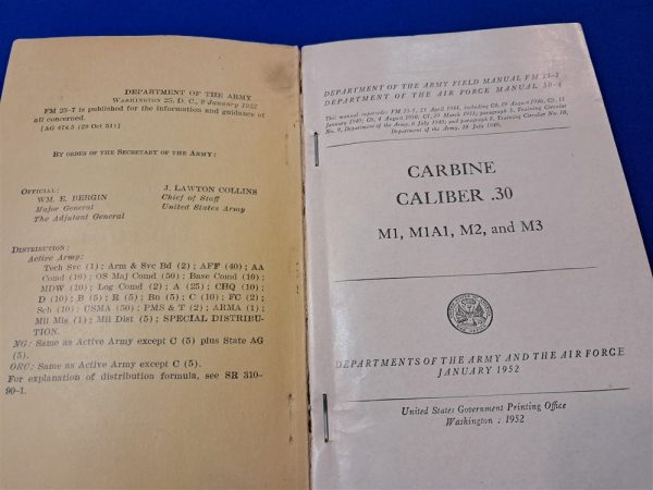 korean-war-dated-manaul-for-the-m-1-carbine-m2-m3-field-manual-23-7-1952-dated-thick-387-pages