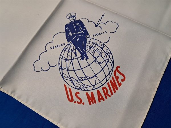 world-war-two-silken-handkerchief-united-states-marines-regular-size-screen-printed-sweetheart